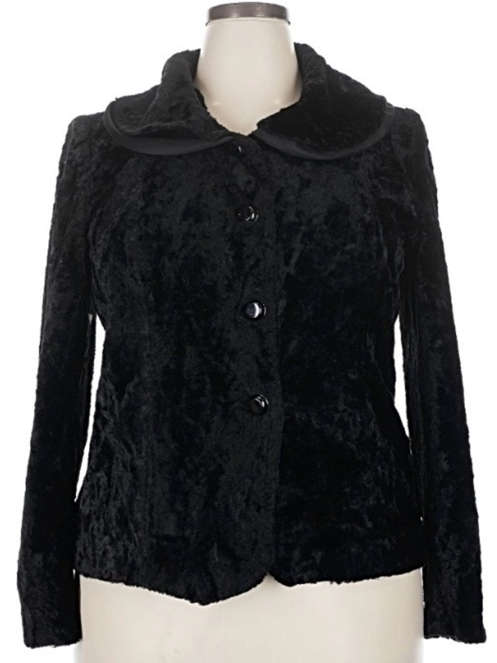 VIDAL MODES Black Faux Fur Jacket with Rounded Collar